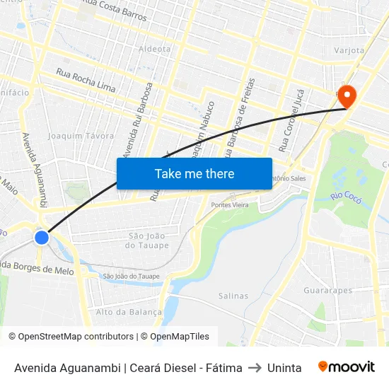 Avenida Aguanambi | Ceará Diesel - Fátima to Uninta map