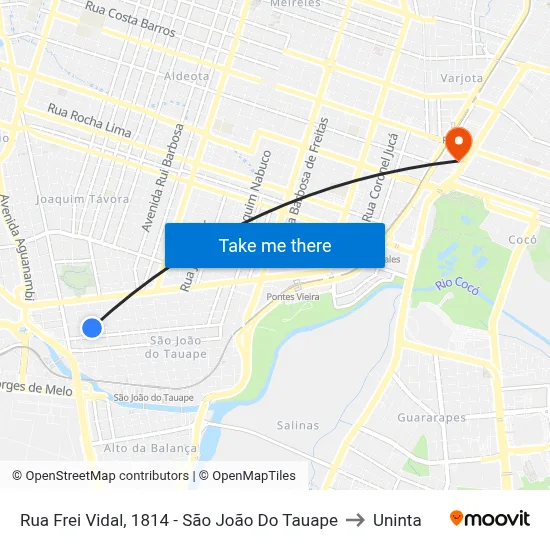 Rua Frei Vidal, 1814 - São João Do Tauape to Uninta map