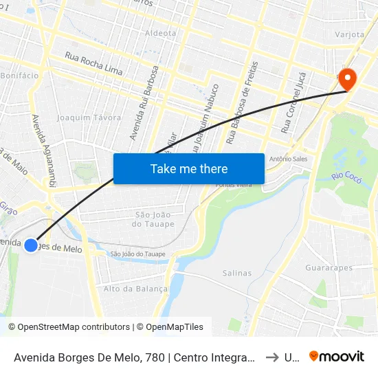 Avenida Borges De Melo, 780 | Centro Integrado De Segurança Pública - Aeroporto to Uninta map