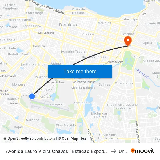 Avenida Lauro Vieira Chaves | Estação Expedicionários - Aeroporto to Uninta map