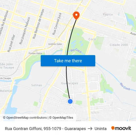 Rua Gontran Giffoni, 955-1079 - Guararapes to Uninta map