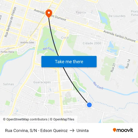 Rua Corvina, S/N - Edson Queiroz to Uninta map