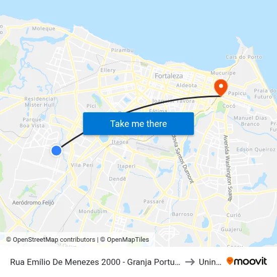 Rua Emílio De Menezes 2000 - Granja Portugal to Uninta map