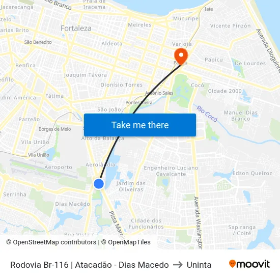 Rodovia Br-116 | Atacadão - Dias Macedo to Uninta map