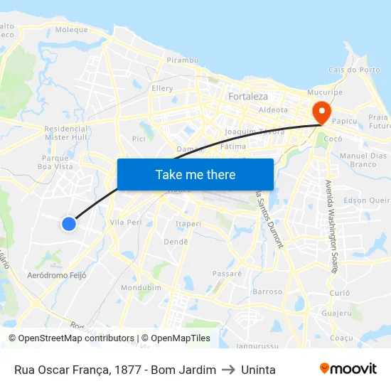 Rua Oscar França, 1877 - Bom Jardim to Uninta map