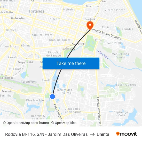 Rodovia Br-116, S/N - Jardim Das Oliveiras to Uninta map