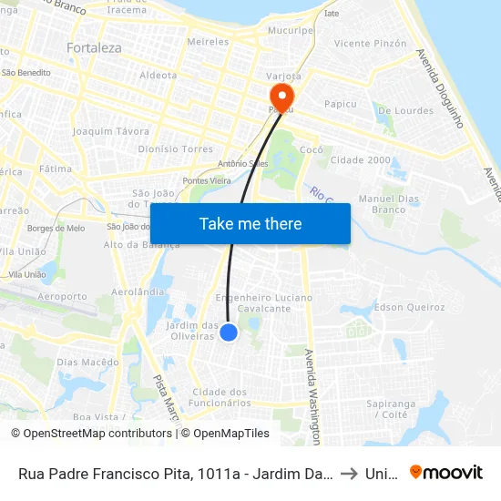Rua Padre Francisco Pita, 1011a - Jardim Das Oliveiras to Uninta map