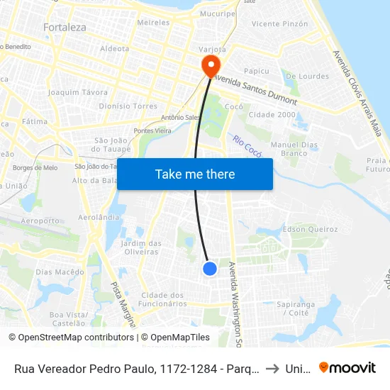 Rua Vereador Pedro Paulo, 1172-1284 - Parque Manibura to Uninta map