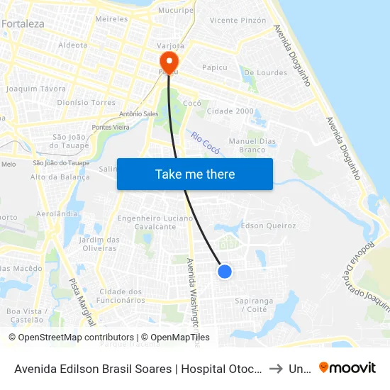 Avenida Edilson Brasil Soares | Hospital Otoclínica Sul - Sapiranga to Uninta map
