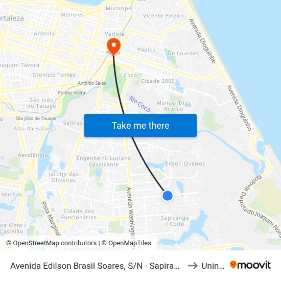 Avenida Edilson Brasil Soares, S/N - Sapiranga to Uninta map