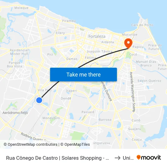 Rua Cônego De Castro | Solares Shopping - Parque São José to Uninta map