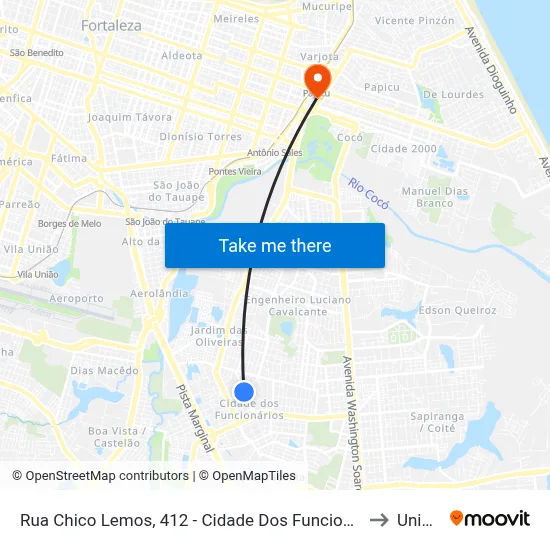 Rua Chico Lemos, 412 - Cidade Dos Funcionários to Uninta map