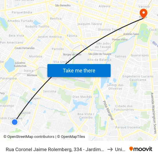 Rua Coronel Jaime Rolemberg, 334 - Jardim Cearense to Uninta map