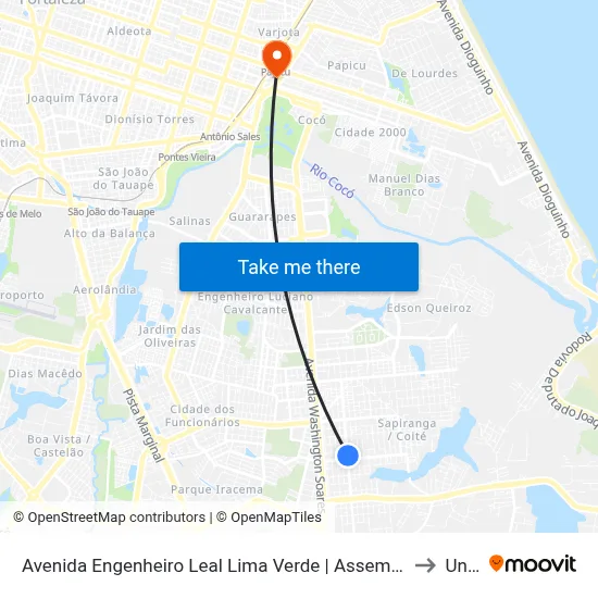 Avenida Engenheiro Leal Lima Verde | Assembleia De Deus - Sapiranga to Uninta map