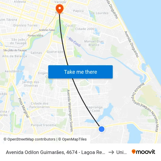 Avenida Odilon Guimarães, 4674 - Lagoa Redonda to Uninta map
