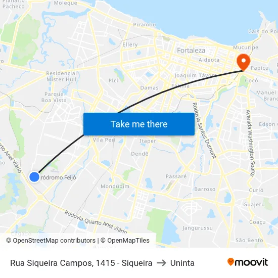 Rua Siqueira Campos, 1415 - Siqueira to Uninta map