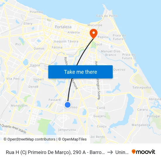 Rua H (Cj Primeiro De Março), 290 A - Barroso to Uninta map