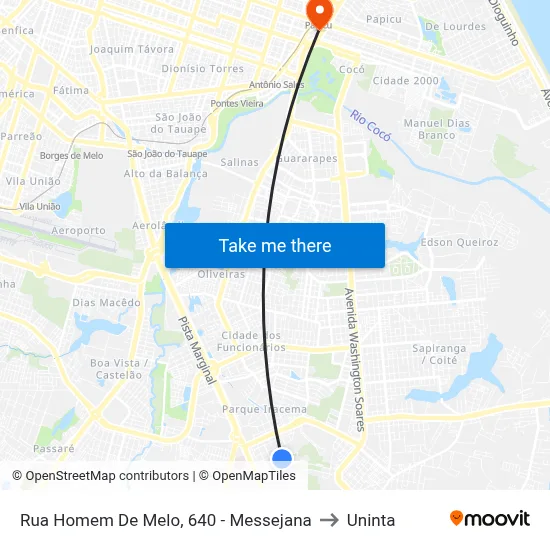 Rua Homem De Melo, 640 - Messejana to Uninta map