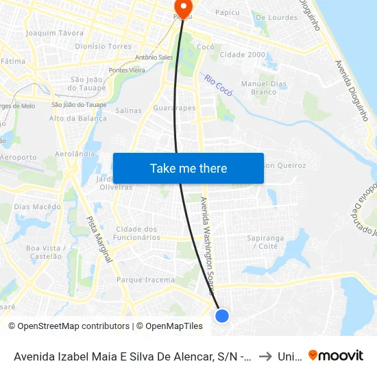Avenida Izabel Maia E Silva De Alencar, S/N - José De Alencar to Uninta map