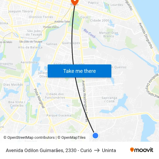 Avenida Odilon Guimarães, 2330 - Curió to Uninta map