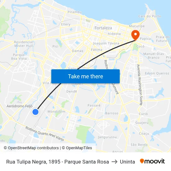 Rua Tulipa Negra, 1895 - Parque Santa Rosa to Uninta map