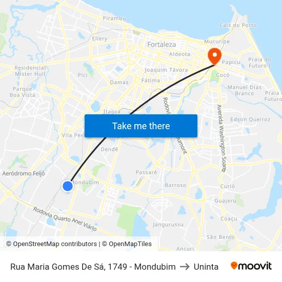 Rua Maria Gomes De Sá, 1749 - Mondubim to Uninta map