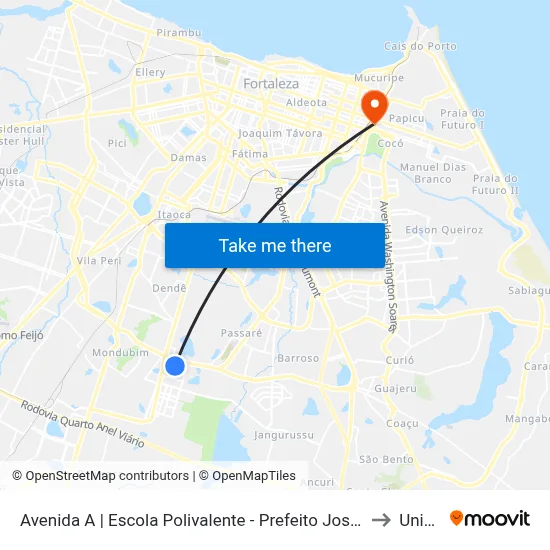 Avenida A | Escola Polivalente - Prefeito José Walter to Uninta map