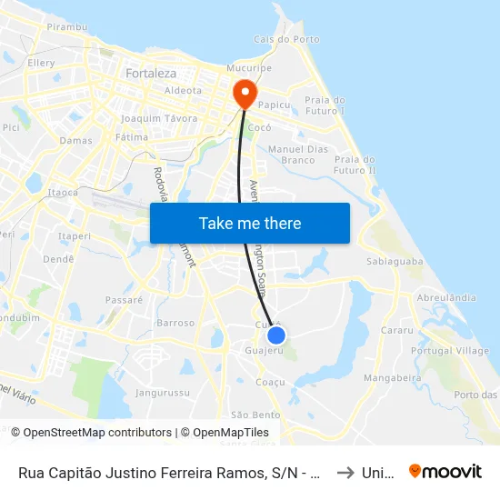 Rua Capitão Justino Ferreira Ramos, S/N - Guajeru to Uninta map