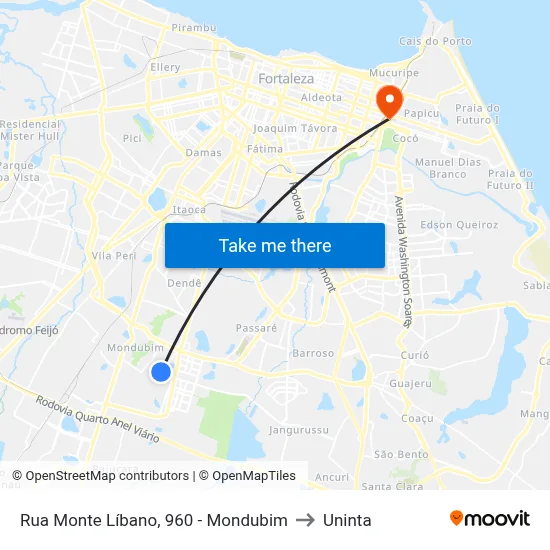 Rua Monte Líbano, 960 - Mondubim to Uninta map