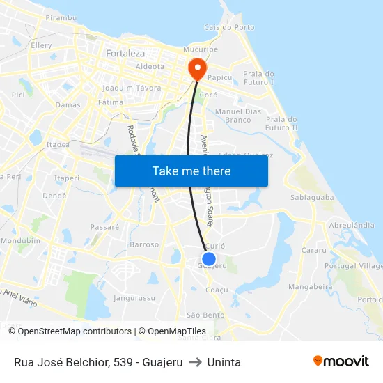 Rua José Belchior, 539 - Guajeru to Uninta map