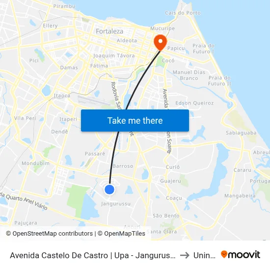 Avenida Castelo De Castro | Upa - Jangurussu to Uninta map