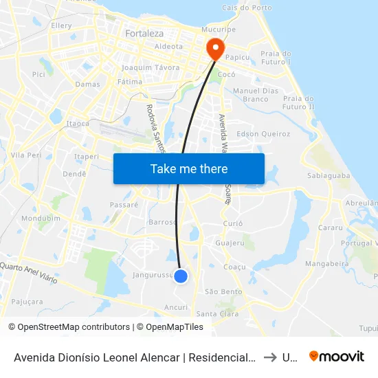 Avenida Dionísio Leonel Alencar | Residencial São Francisco - Jangurussu to Uninta map