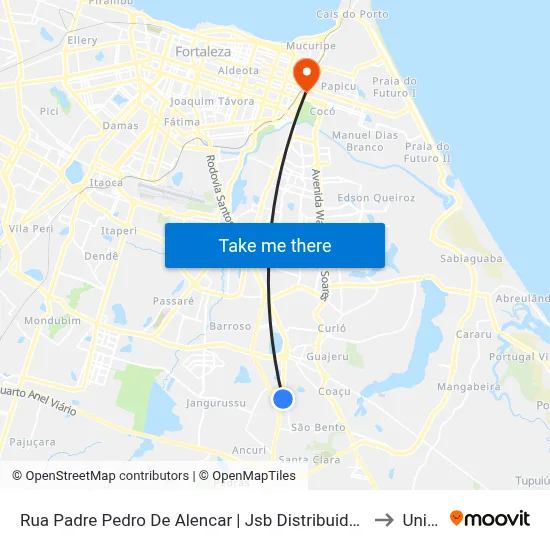 Rua Padre Pedro De Alencar | Jsb Distribuidora - Paupina to Uninta map