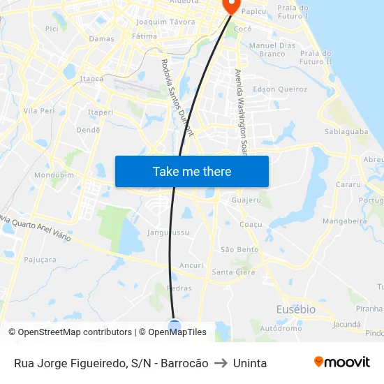 Rua Jorge Figueiredo, S/N - Barrocão to Uninta map