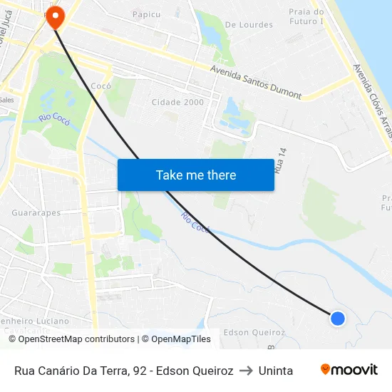 Rua Canário Da Terra, 92 - Edson Queiroz to Uninta map