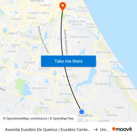 Avenida Eusébio De Queiroz | Eusébio Center - Eusébio to Uninta map
