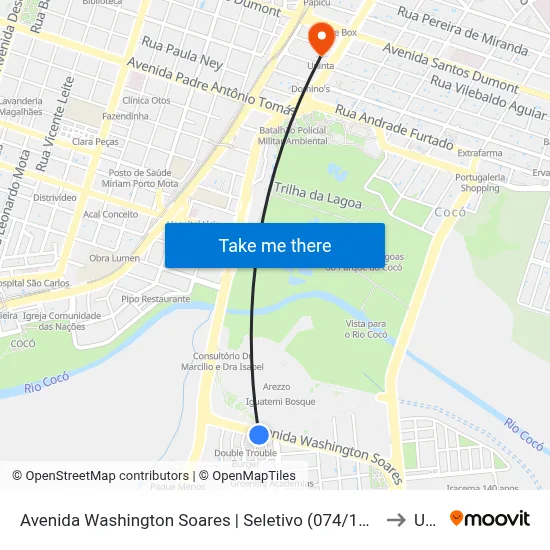 Avenida Washington Soares | Seletivo (074/1074/075/1075/806/816) - Guararapes to Uninta map