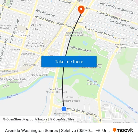 Avenida Washington Soares | Seletivo (050/052/053) - Guararapes to Uninta map