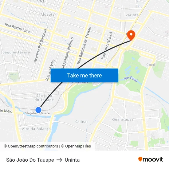 São João Do Tauape to Uninta map