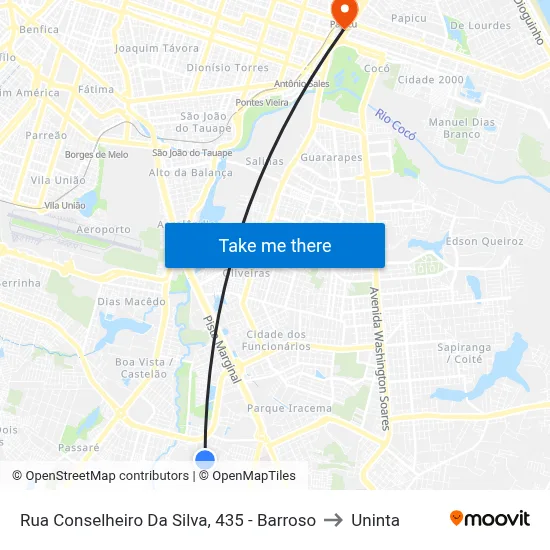 Rua Conselheiro Da Silva, 435 - Barroso to Uninta map