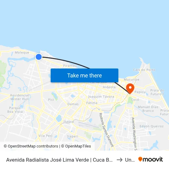 Avenida Radialista José Lima Verde | Cuca Barra - Barra Do Ceará to Uninta map