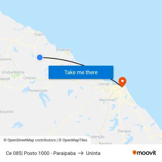 Ce 085| Posto 1000 - Paraipaba to Uninta map