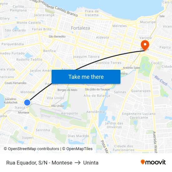 Rua Equador, S/N - Montese to Uninta map