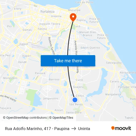 Rua Adolfo Marinho, 417 - Paupina to Uninta map