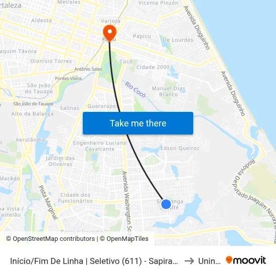 Início/Fim De Linha | Seletivo (611) - Sapiranga to Uninta map