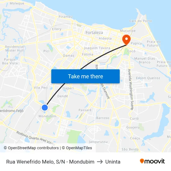 Rua Wenefrido Melo, S/N - Mondubim to Uninta map