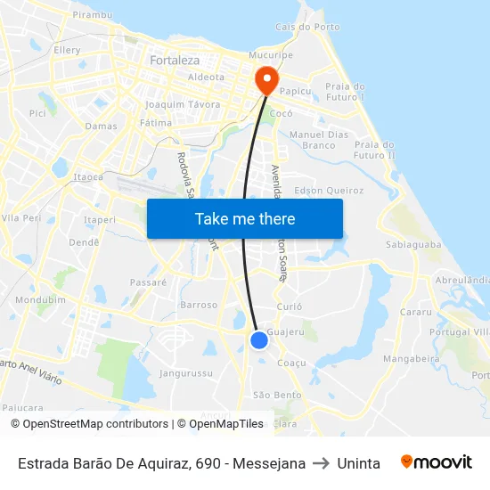 Estrada Barão De Aquiraz, 690 - Messejana to Uninta map