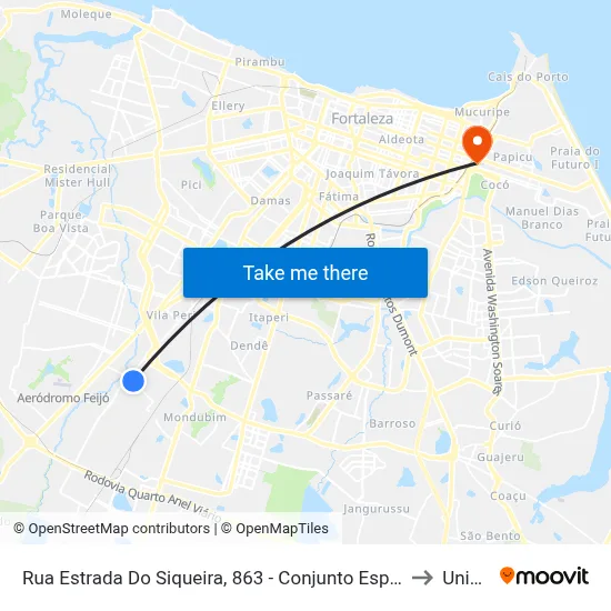 Rua Estrada Do Siqueira, 863 - Conjunto Esperança to Uninta map