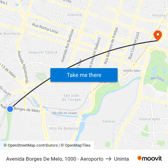 Avenida Borges De Melo, 1000 - Aeroporto to Uninta map