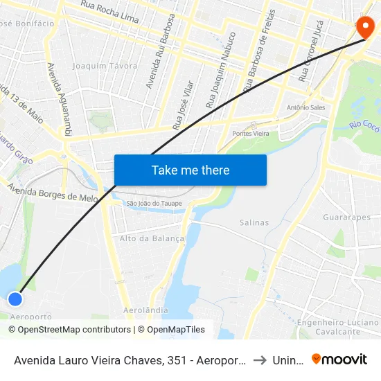 Avenida Lauro Vieira Chaves, 351 - Aeroporto to Uninta map